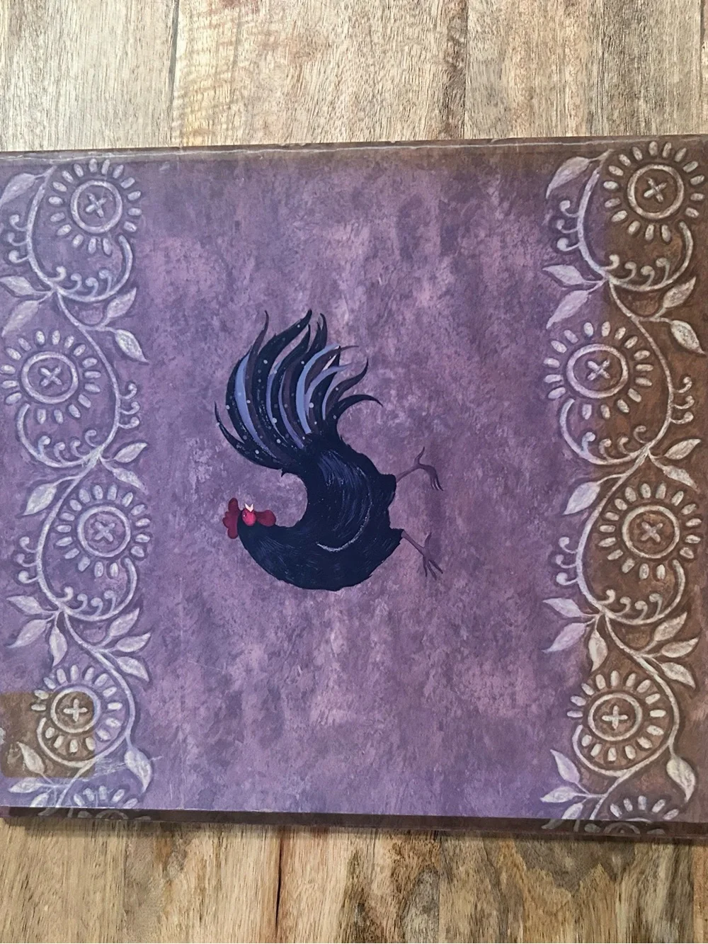 ROOSTER THEMED THREE RING RECIPE CARD BINDER/ORGANIZER